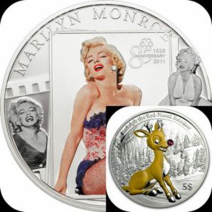 Монеты со вставками из драгоценных/полудрагоценных камней