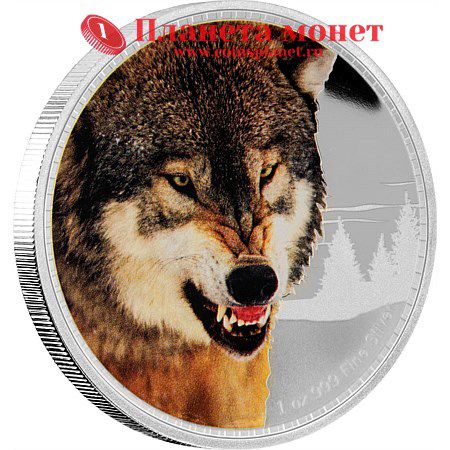 Реверс монеты Серый волк