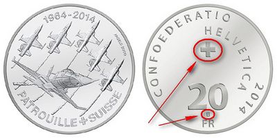 Знаки монетного двора Швейцарии