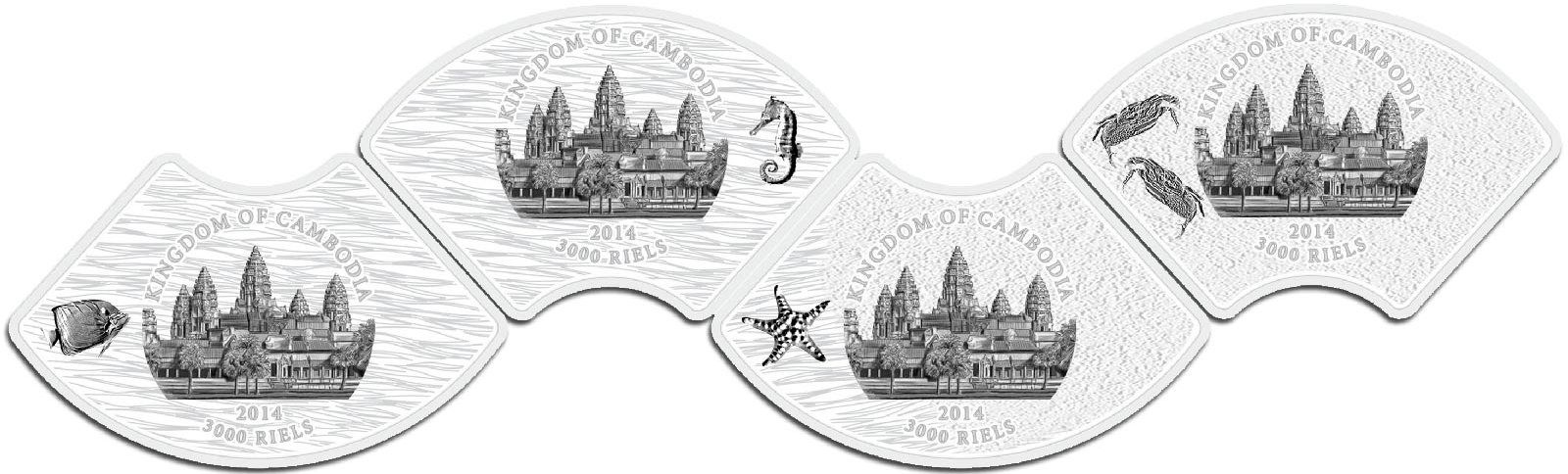 Реверс монет-пазлов Камбоджи