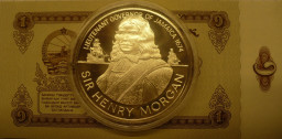 Ямайка 10 долларов 1974 г Сэр Генри Морган- пират и губернатор Ямайки